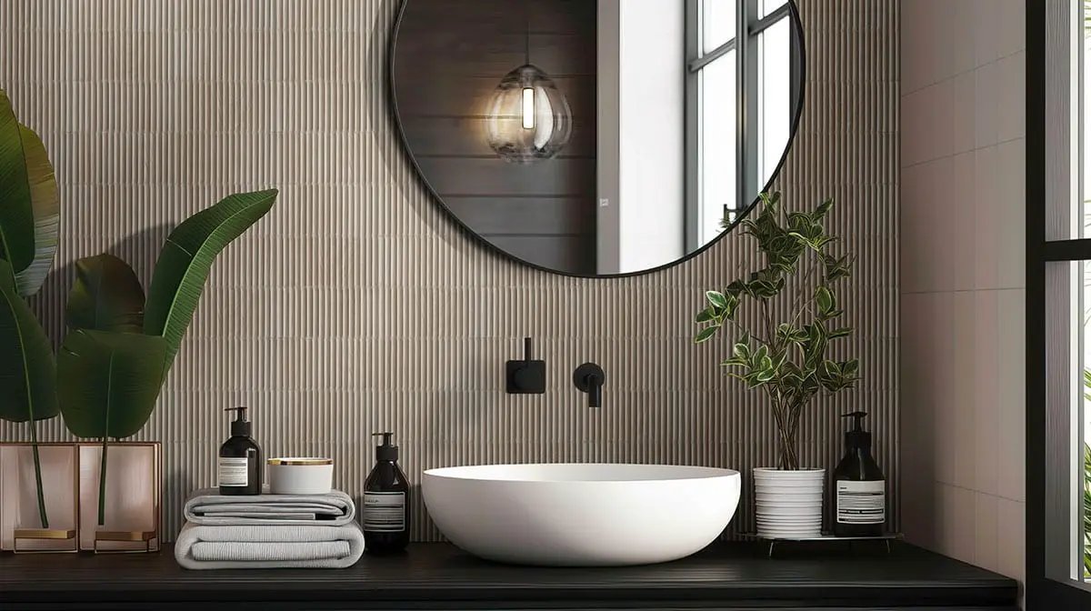 Abedul Matte Porcelain Mosaics 4.5x9 in a finished room