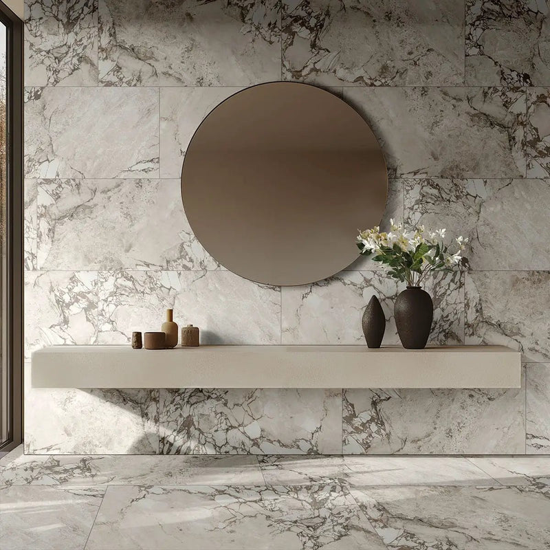 Via Stazione Matte Porcelain Tiles 24x48 in a finished room