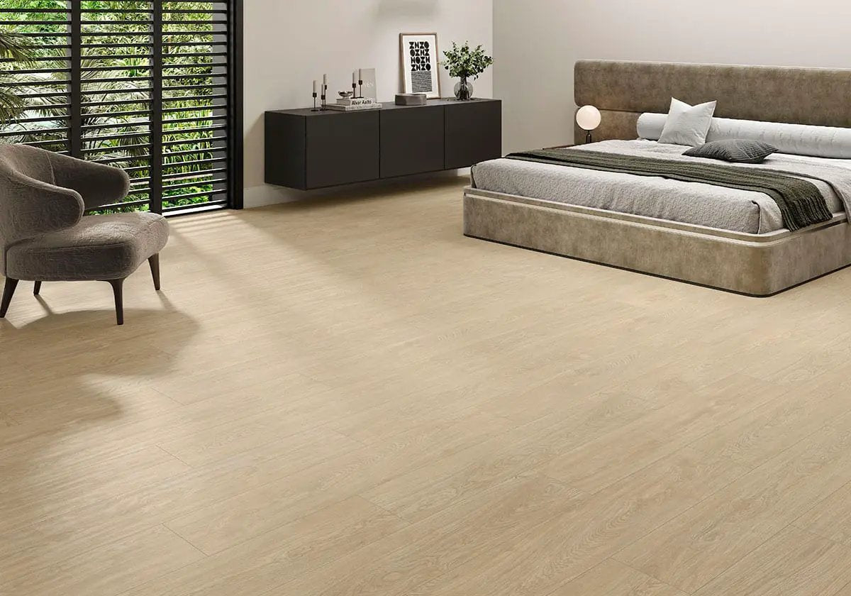 Whitehill Beckleywood 9x48 Matte Wood Look Porcelain Tiles in a finished room