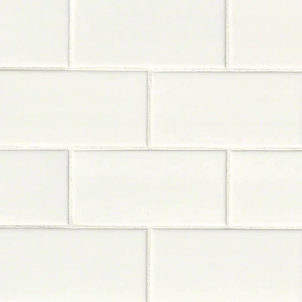 Domino White Glossy Porcelain Mosaics 3x6 0.25 inch