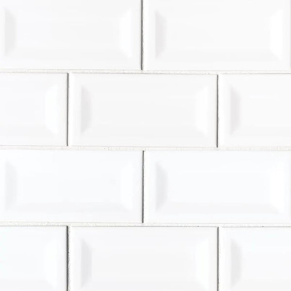 Domino White Glossy Porcelain Mosaics 3x6 0.31 inch