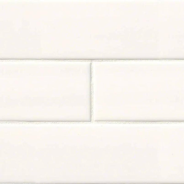Domino White Glossy Porcelain Mosaics 4x12