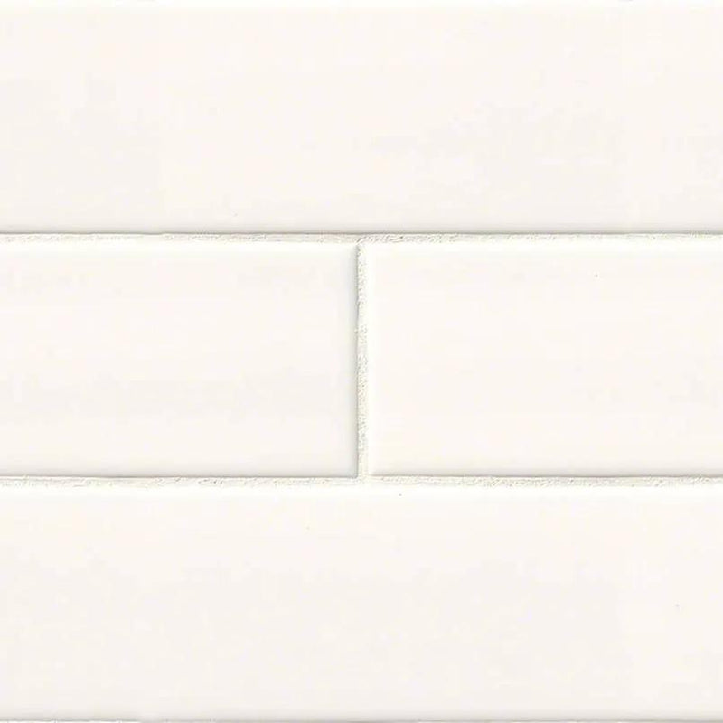 Domino White Glossy Porcelain Mosaics 4x16 by MSI Surfaces