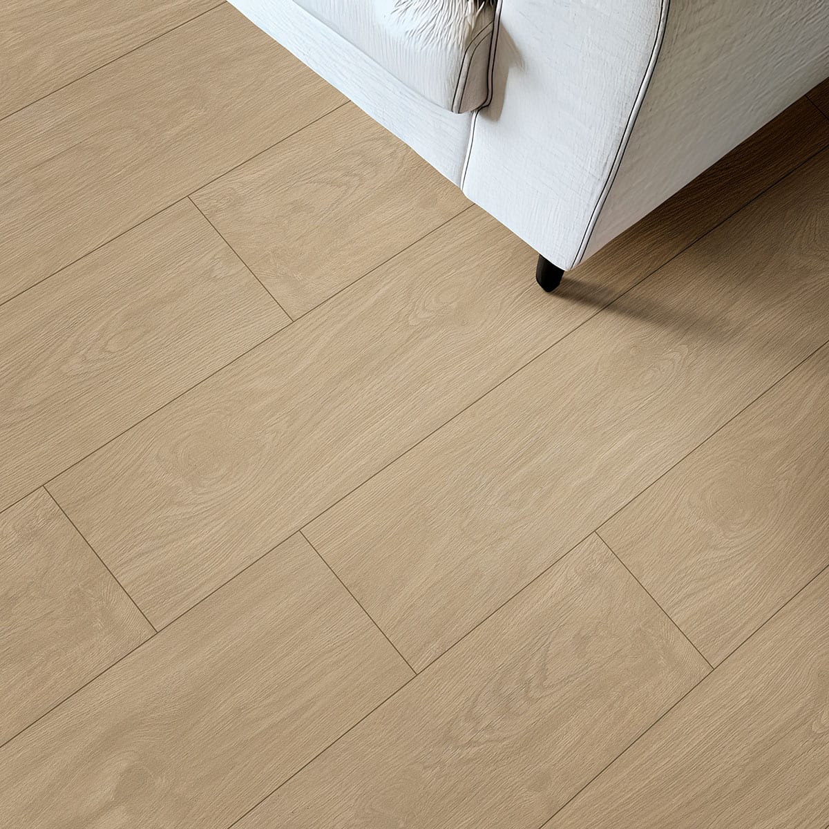 Whitehill Sandlewood 9x48 Matte Wood Look Porcelain Tiles in a finished room