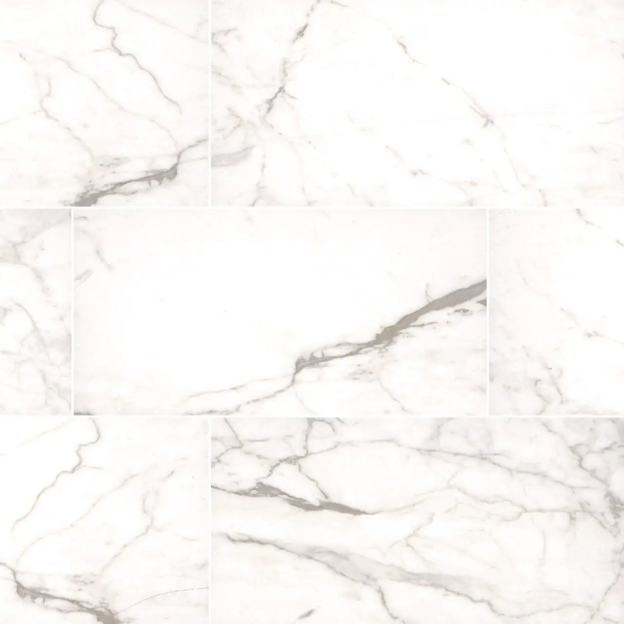 Essentials White Vena Matte Marble Look Ceramic Tiles 12x24 close up