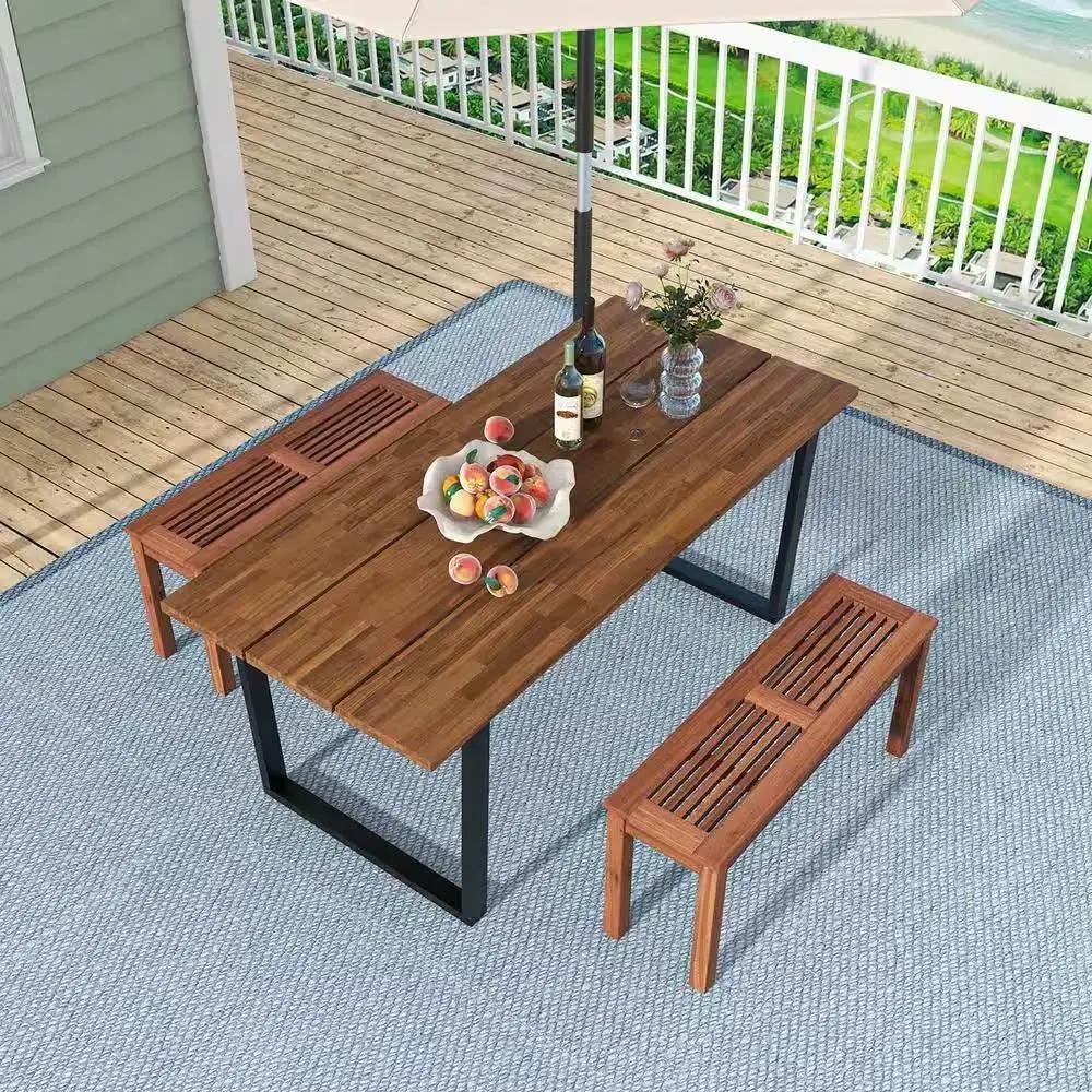 Solid Wood Outdoor 2-Seat Backless Garden Bench in Natural Finish by HomePacific