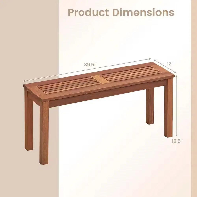 Solid Wood Outdoor 2-Seat Backless Garden Bench in Natural Finish by HomePacific