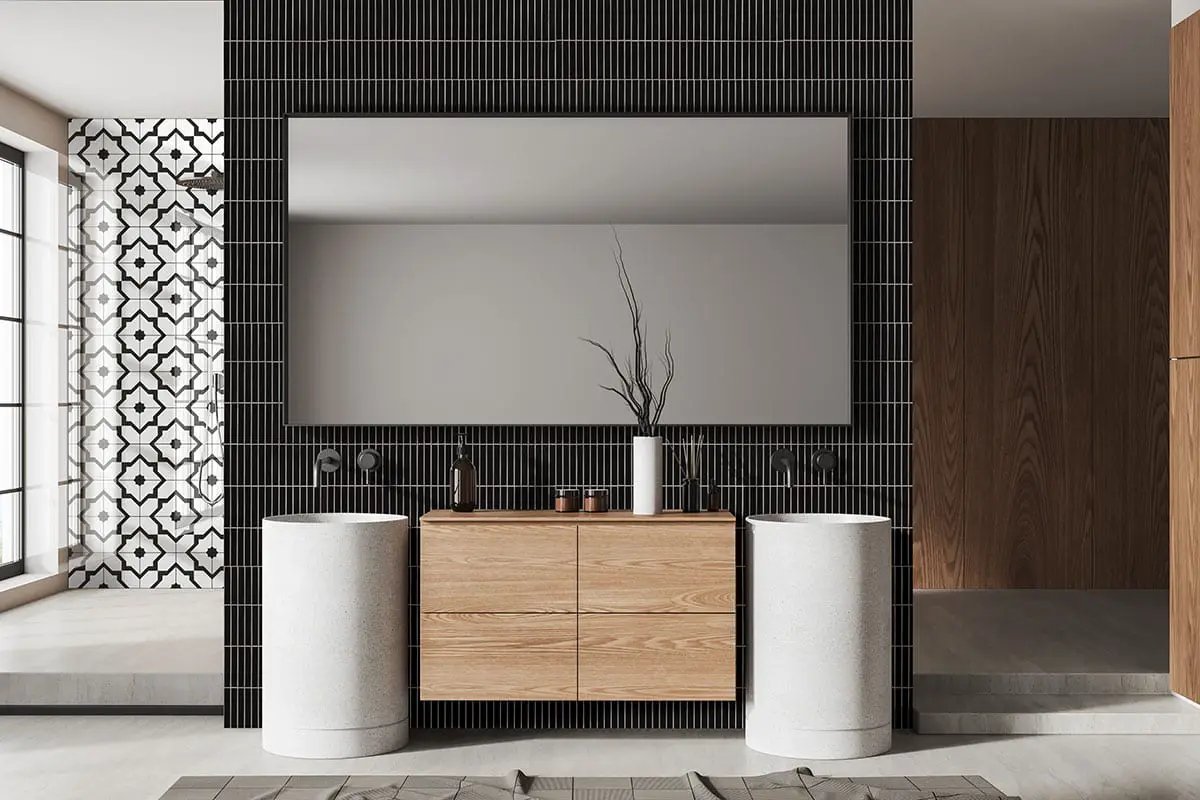 Zaria Gia Matte Porcelain Tiles 8x8 in a finished room