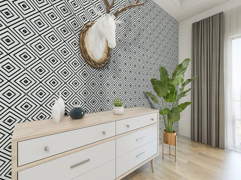 Zaria Modena Matte Porcelain Tiles 8x8 in a finished room