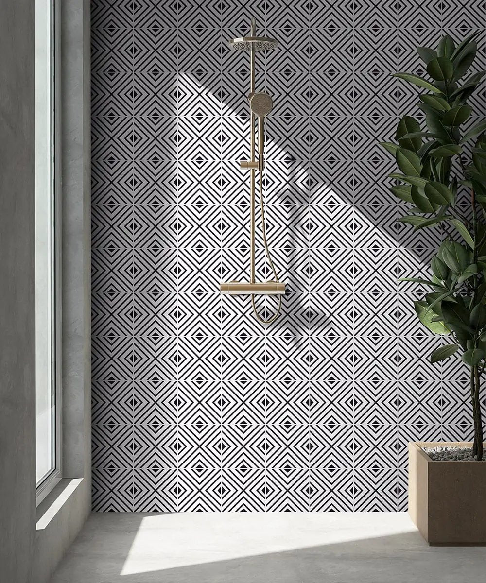 Zaria Modena Matte Porcelain Tiles 8x8 in a finished room