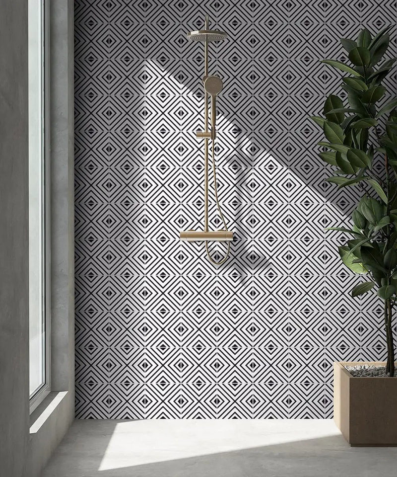 Zaria Modena Matte Porcelain Tiles 8x8 in a finished room