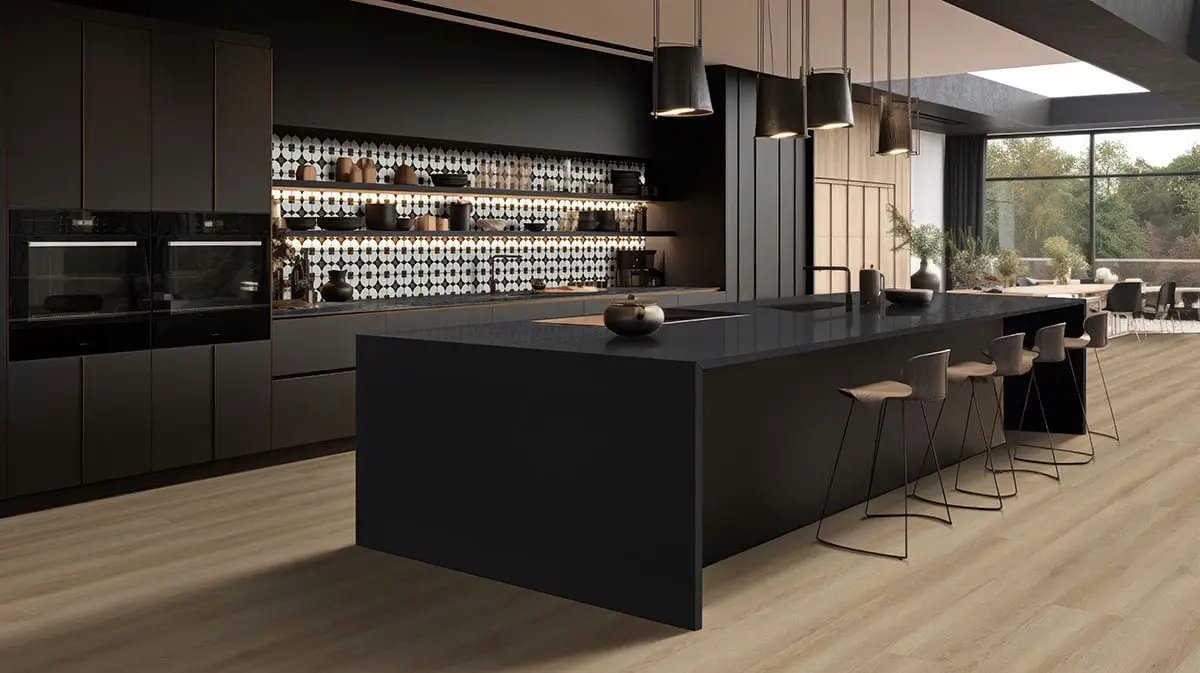 Zaria Sakura Matte Porcelain Tiles 8x8 in a finished room