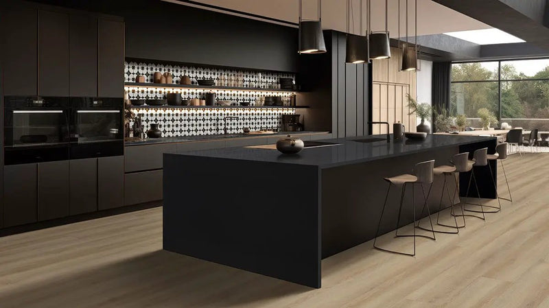 Zaria Sakura Matte Porcelain Tiles 8x8 in a finished room
