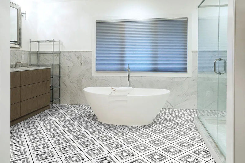 Zaria Tessa Matte Porcelain Tiles 8x8 in a finished room
