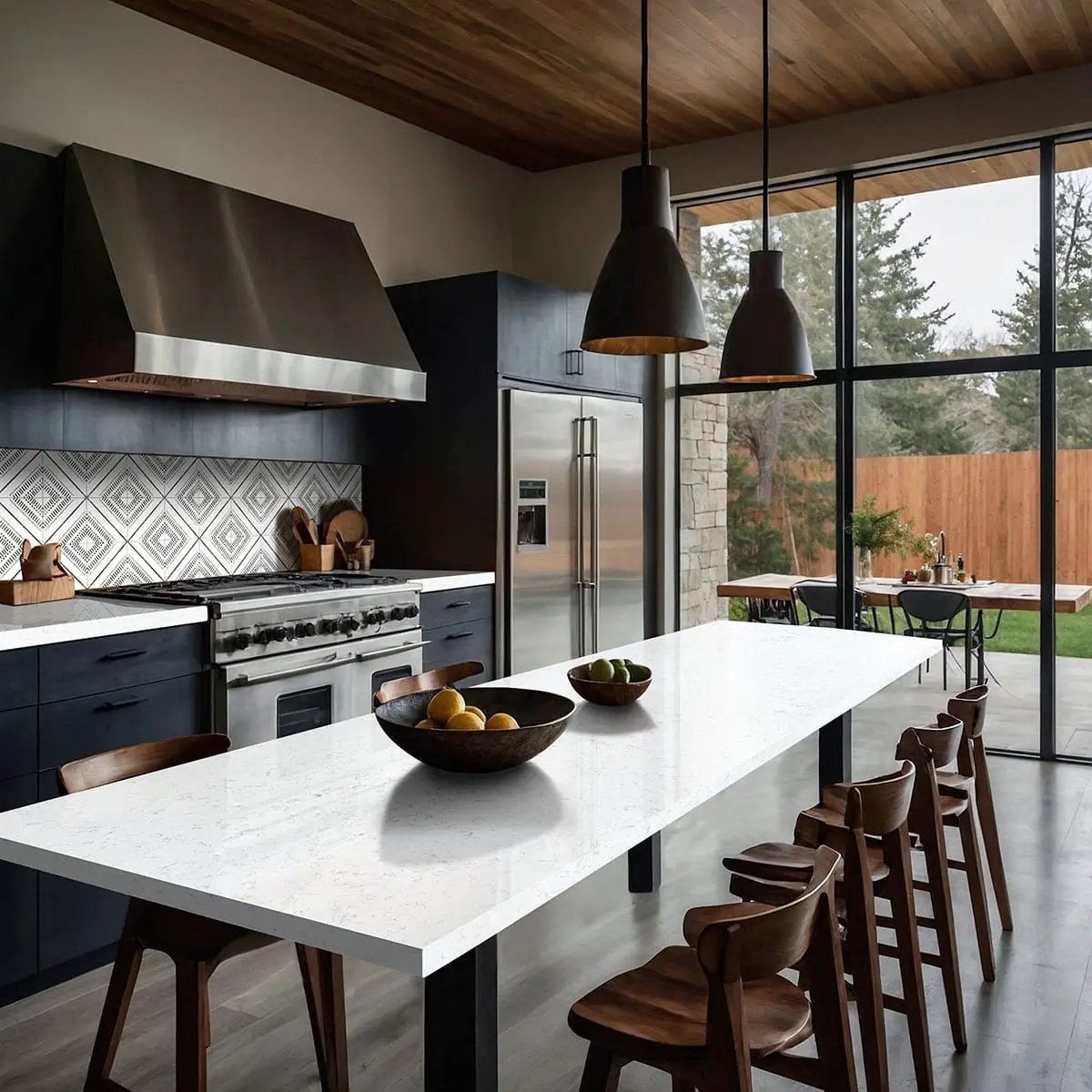 Zaria Tessa Matte Porcelain Tiles 8x8 in a finished room
