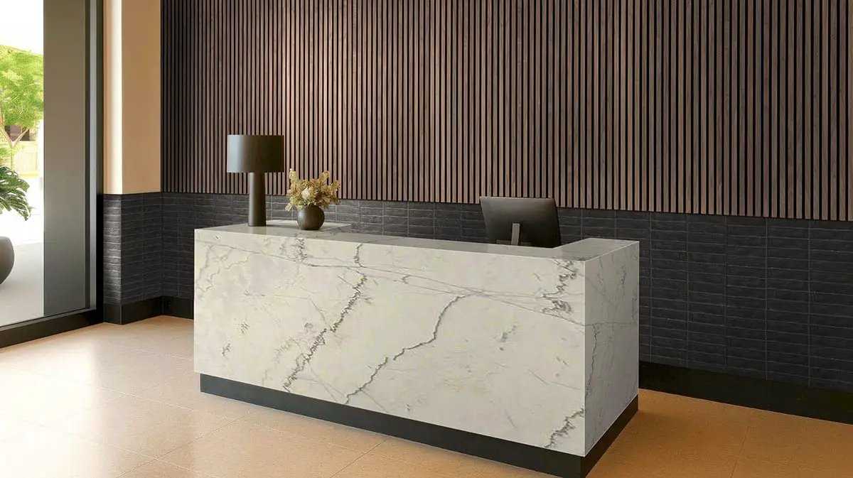 Zest Midnight Tile 4x4 Satin Ceramic Mosaics in a finished room