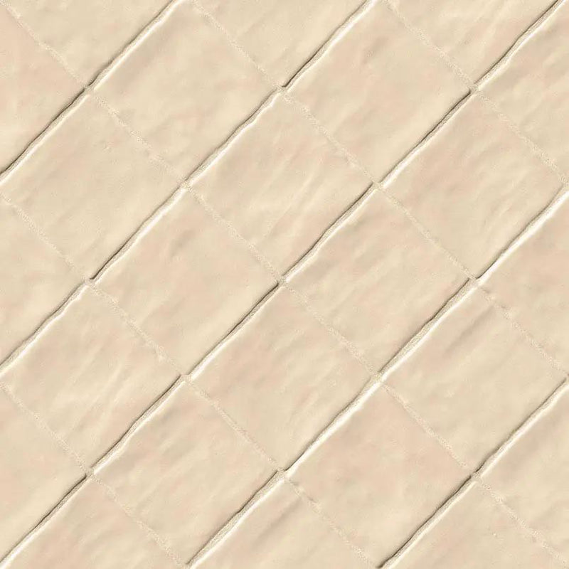 Zest Sand Tile 4x4 Satin Ceramic Mosaics angled view
