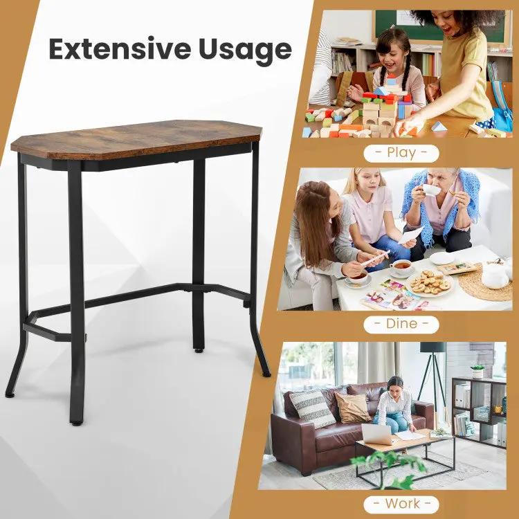 Narrow End Table with Rustic Wood Grain and Stable Steel Frame by DirectDeals