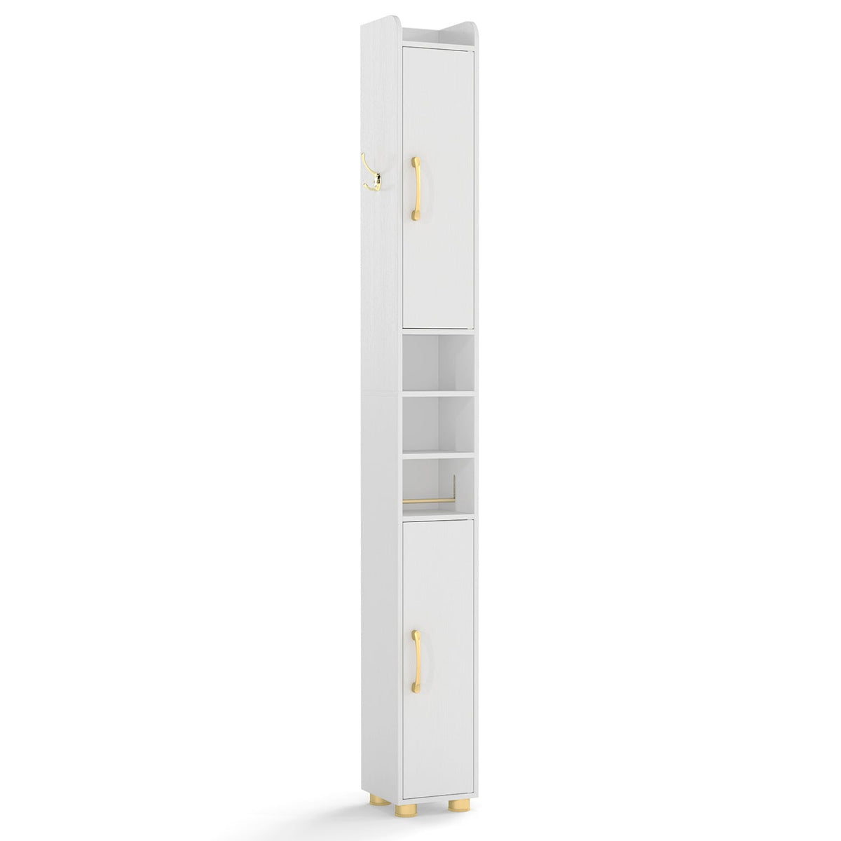 Narrow Bathroom Storage Cabinet with Shelves & Paper Holder by DirectDeals