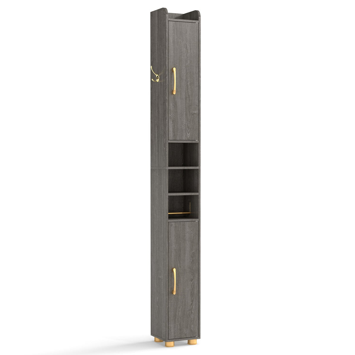 Narrow Bathroom Storage Cabinet with Shelves & Paper Holder by DirectDeals