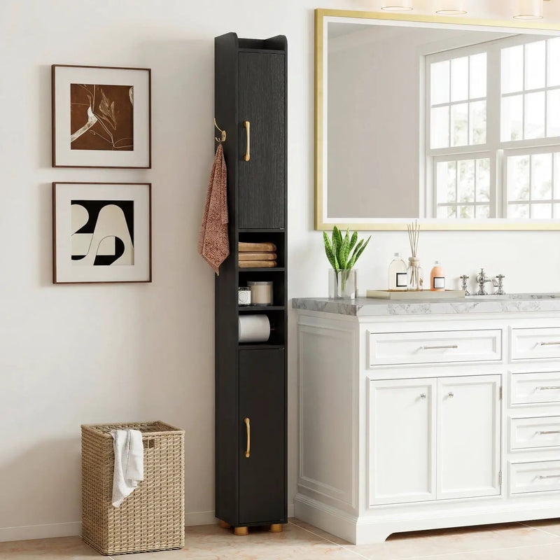 Narrow Bathroom Storage Cabinet with Shelves & Paper Holder by DirectDeals
