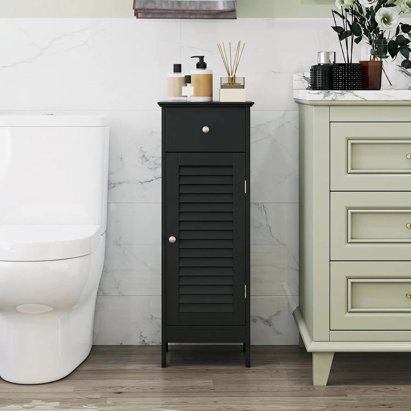 Narrow Bathroom Storage Cabinet with Adjustable Shelf & Drawer by DirectDeals