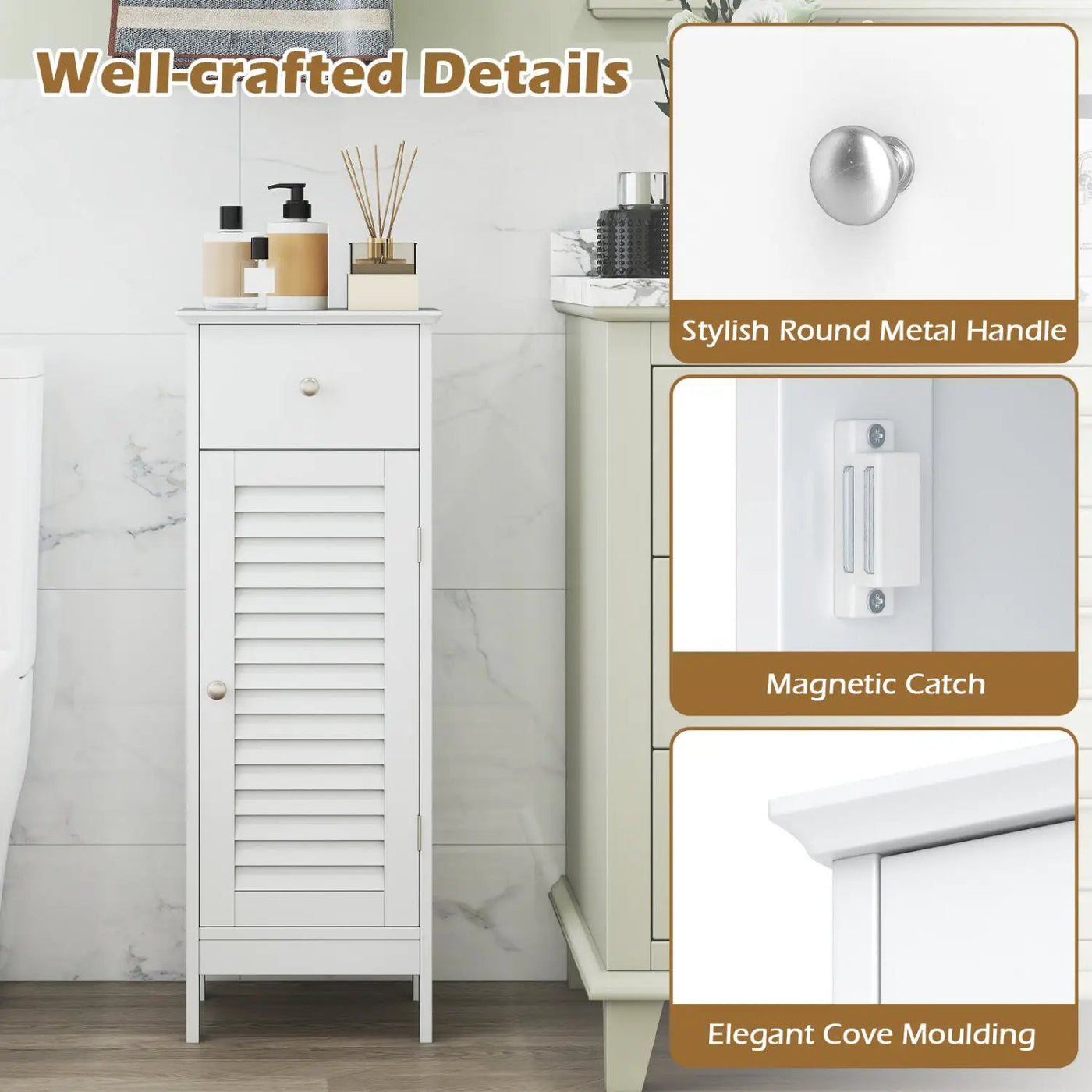 Narrow Bathroom Storage Cabinet with Adjustable Shelf & Drawer by DirectDeals