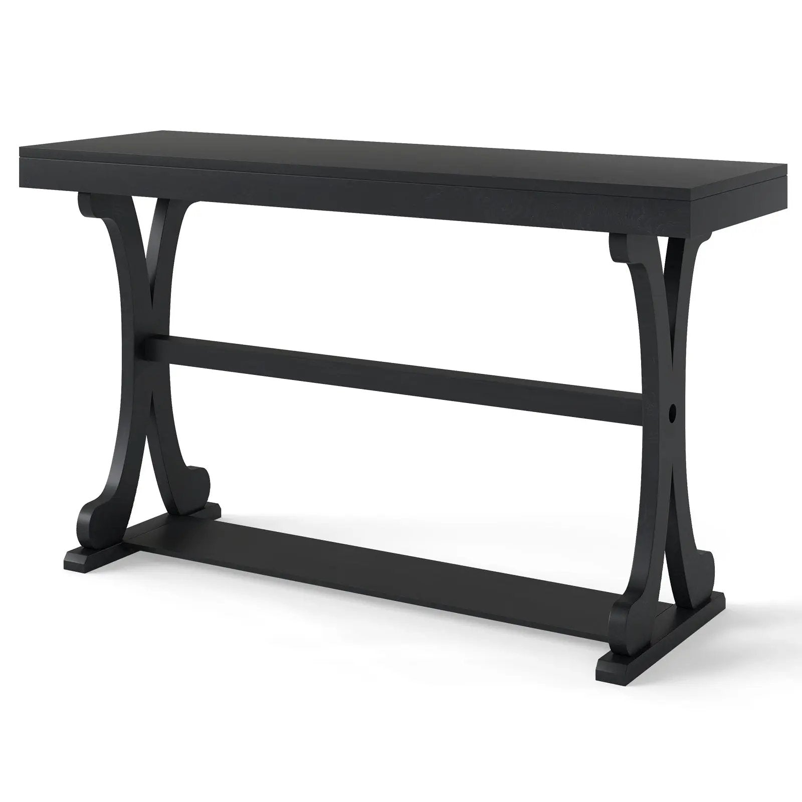 Narrow Console Table Vintage 52 Inch Long with Open Storage Shelf by DirectDeals
