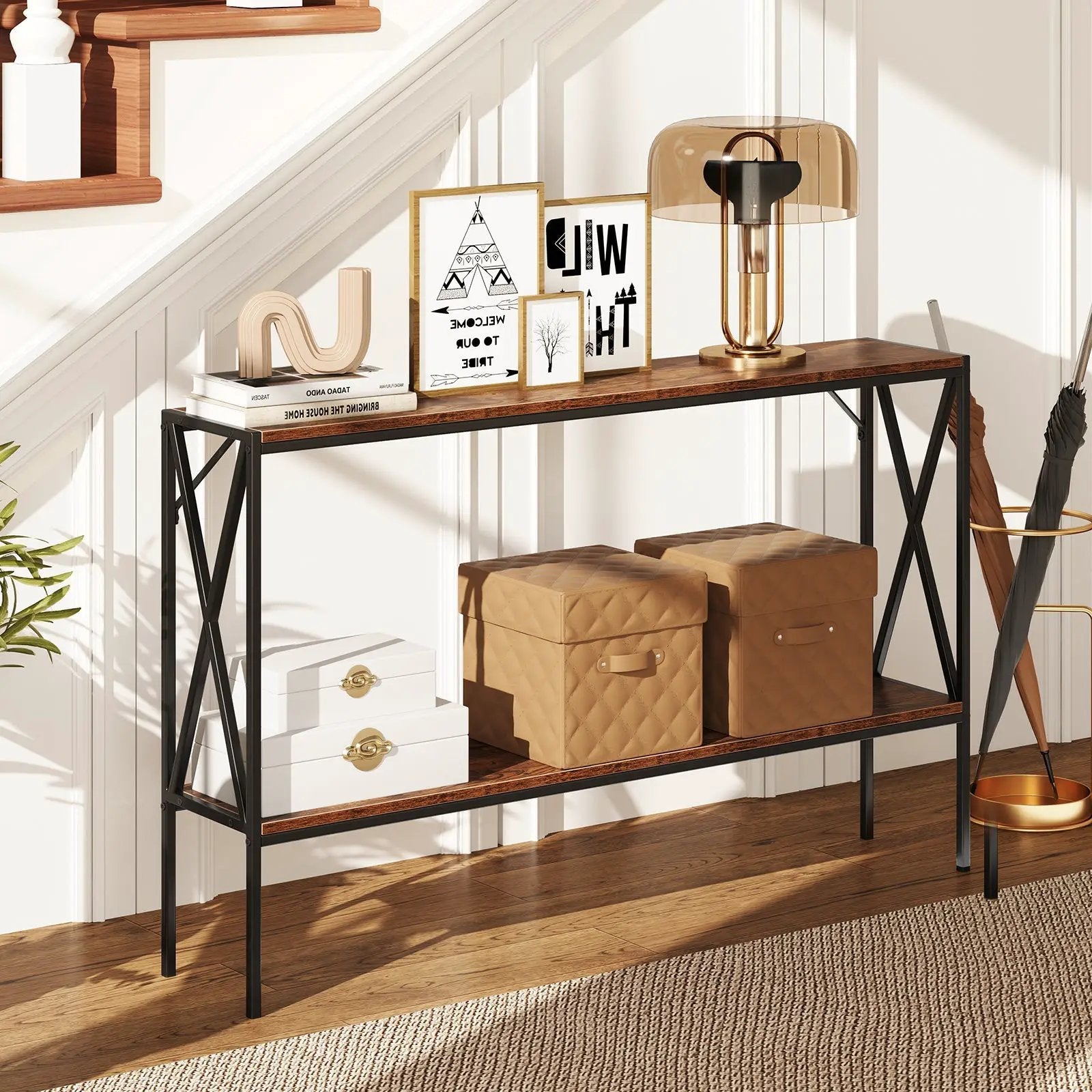 Narrow Console Table 2-Tier Entryway Table with Storage by DirectDeals