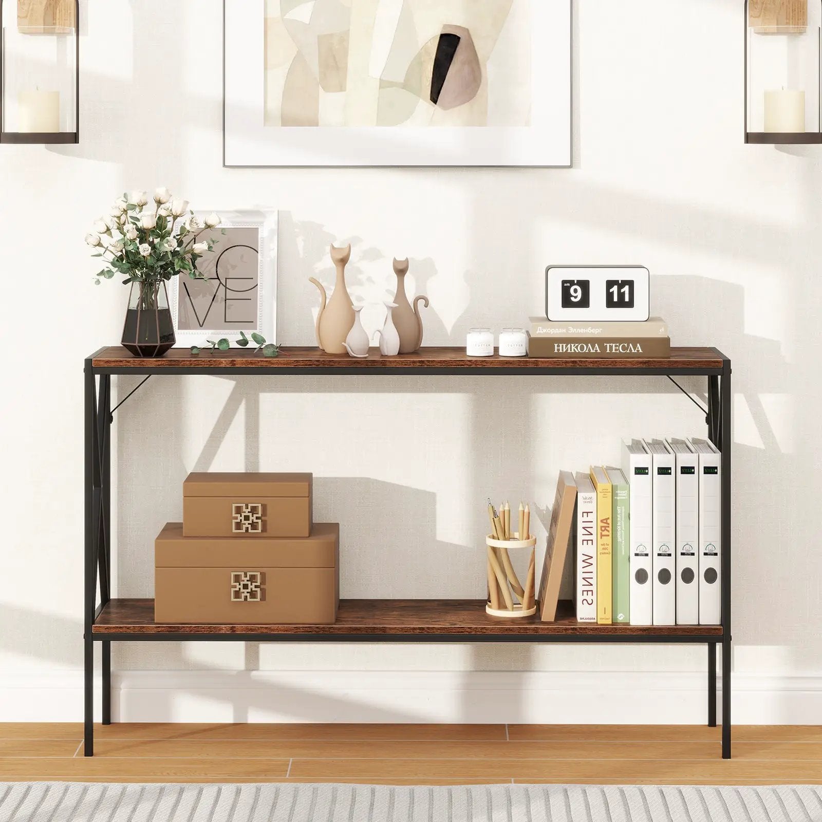 Narrow Console Table 2-Tier Entryway Table with Storage by DirectDeals