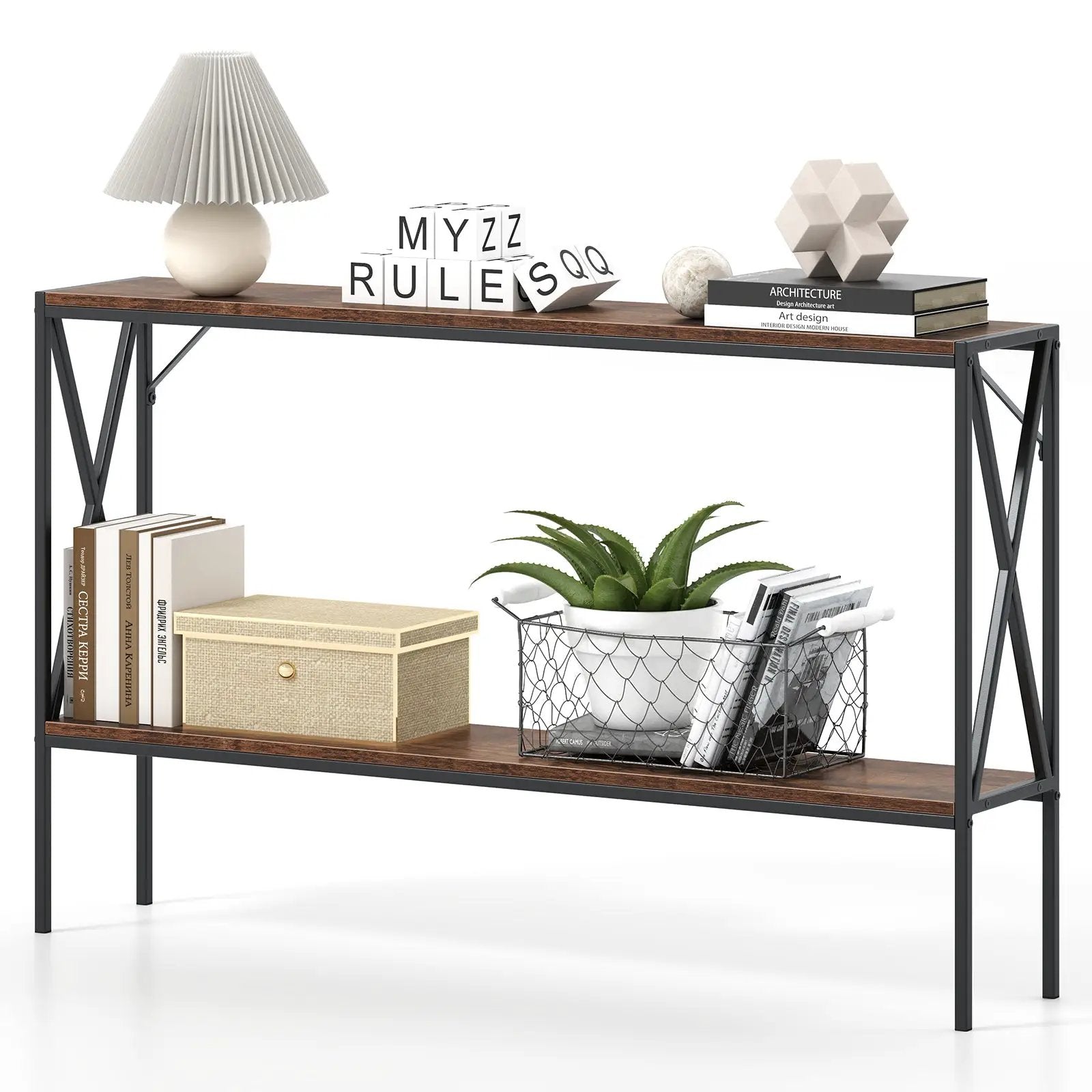 Narrow Console Table 2-Tier Entryway Table with Storage by DirectDeals