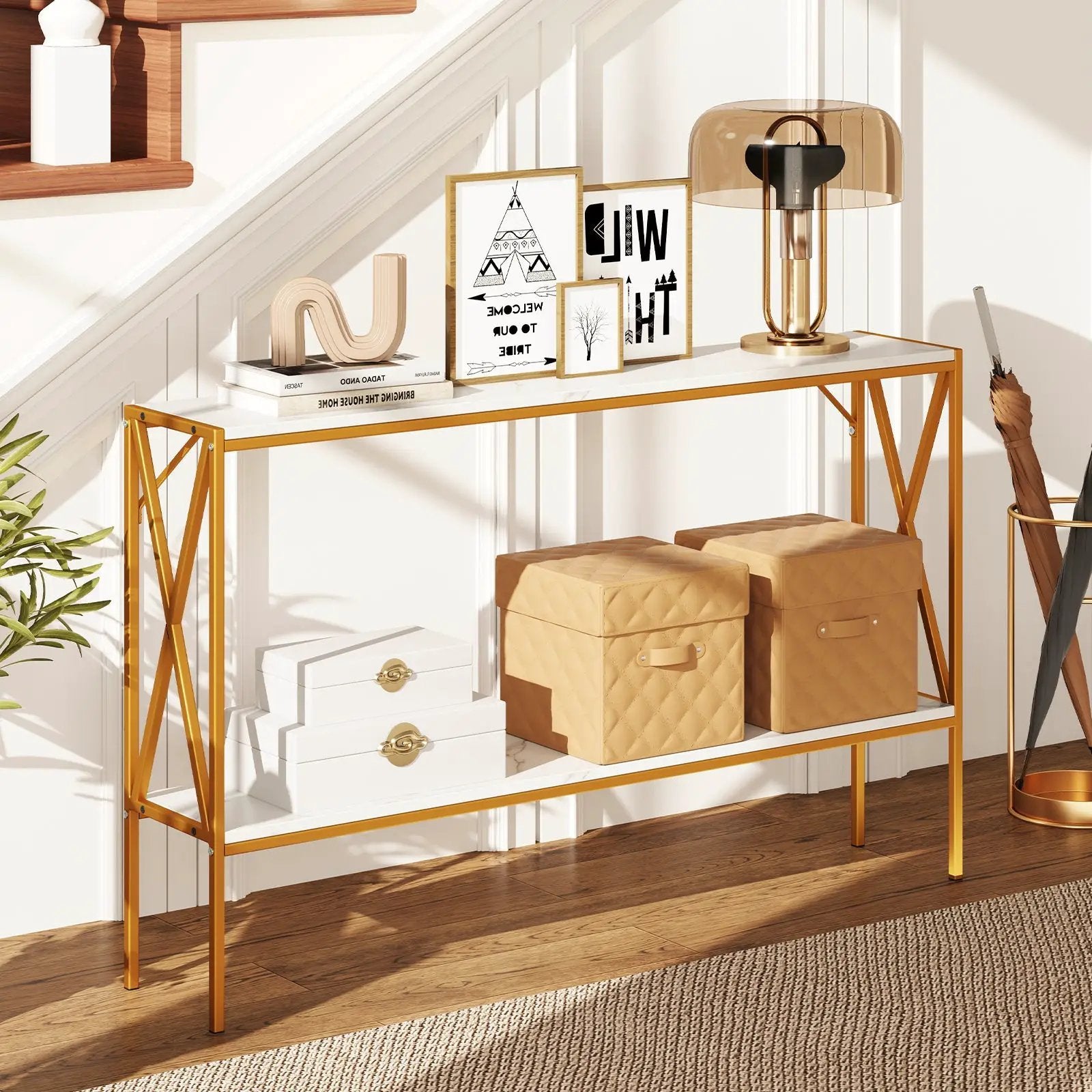 Narrow Console Table 2-Tier Entryway Table with Storage by DirectDeals