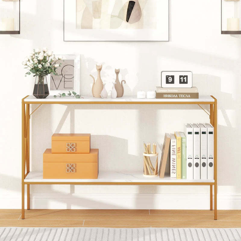 Narrow Console Table 2-Tier Entryway Table with Storage by DirectDeals