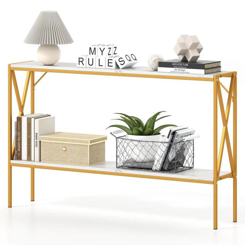 Narrow Console Table 2-Tier Entryway Table with Storage by DirectDeals