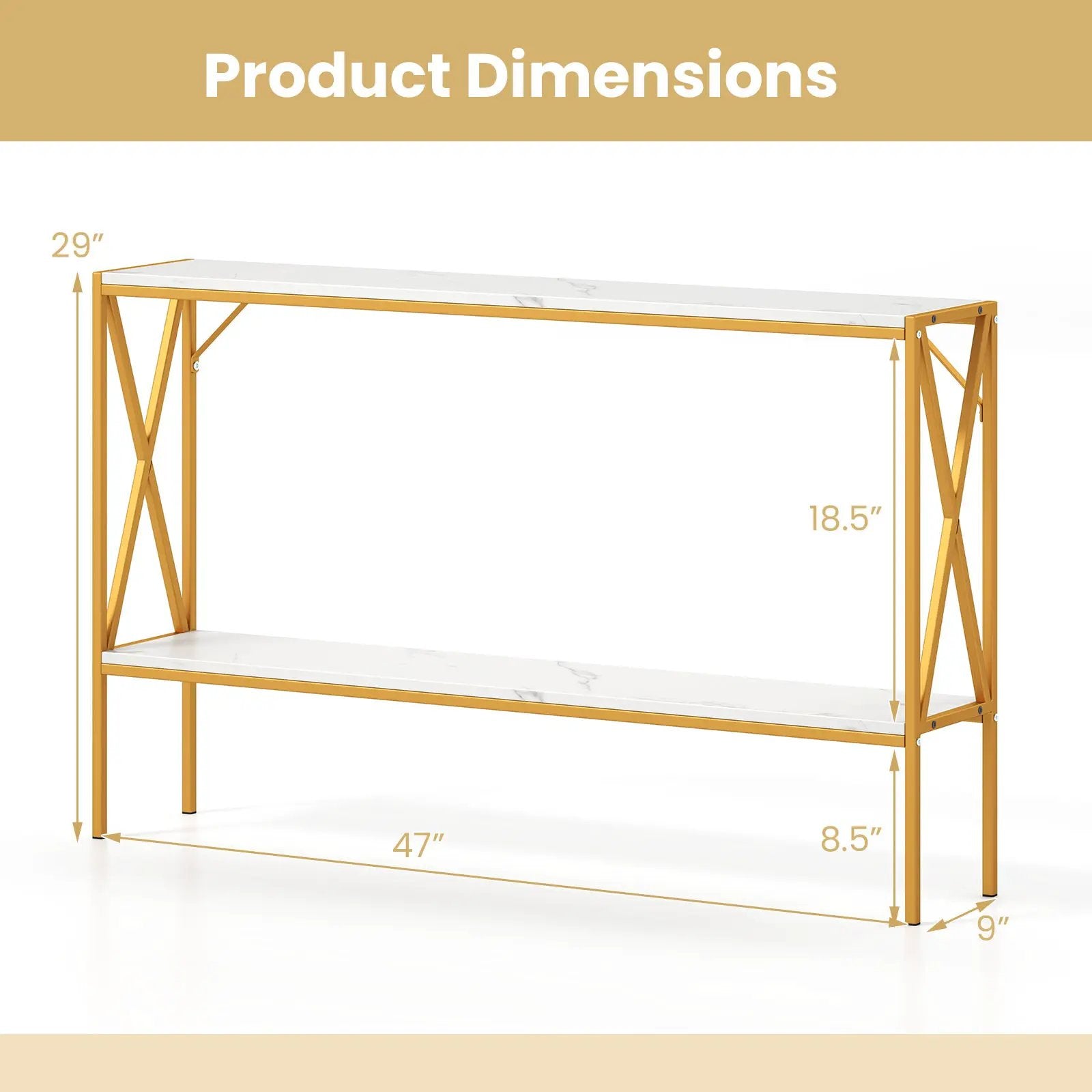 Narrow Console Table 2-Tier Entryway Table with Storage by DirectDeals