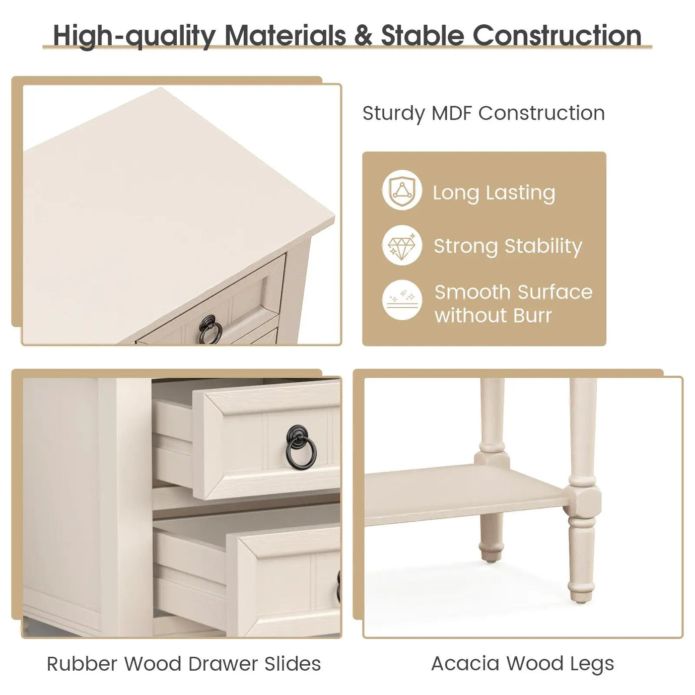 Narrow Console Table with 3 Storage Drawers and Open Bottom Shelf by DirectDeals