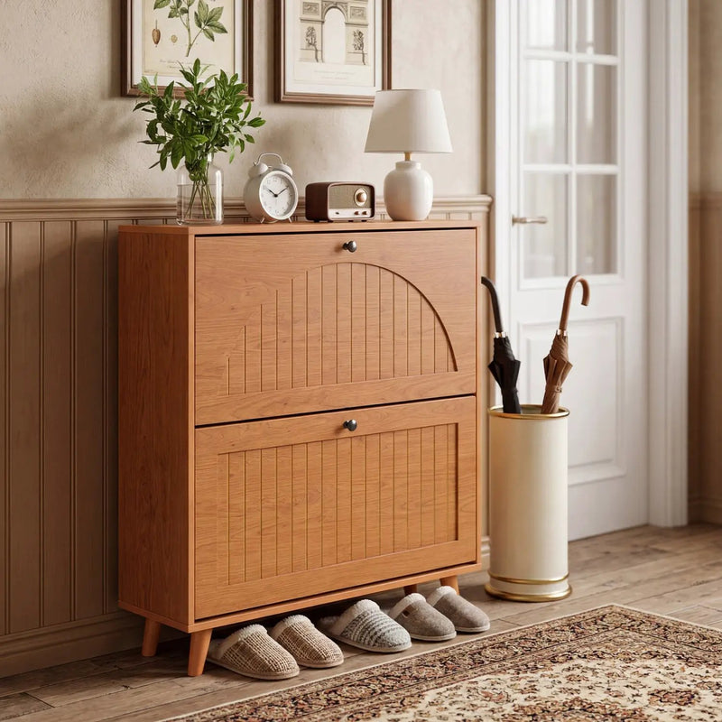 Narrow Shoe Cabinet with Adjustable and Removable Shelves for Entryway Foyer by DirectDeals