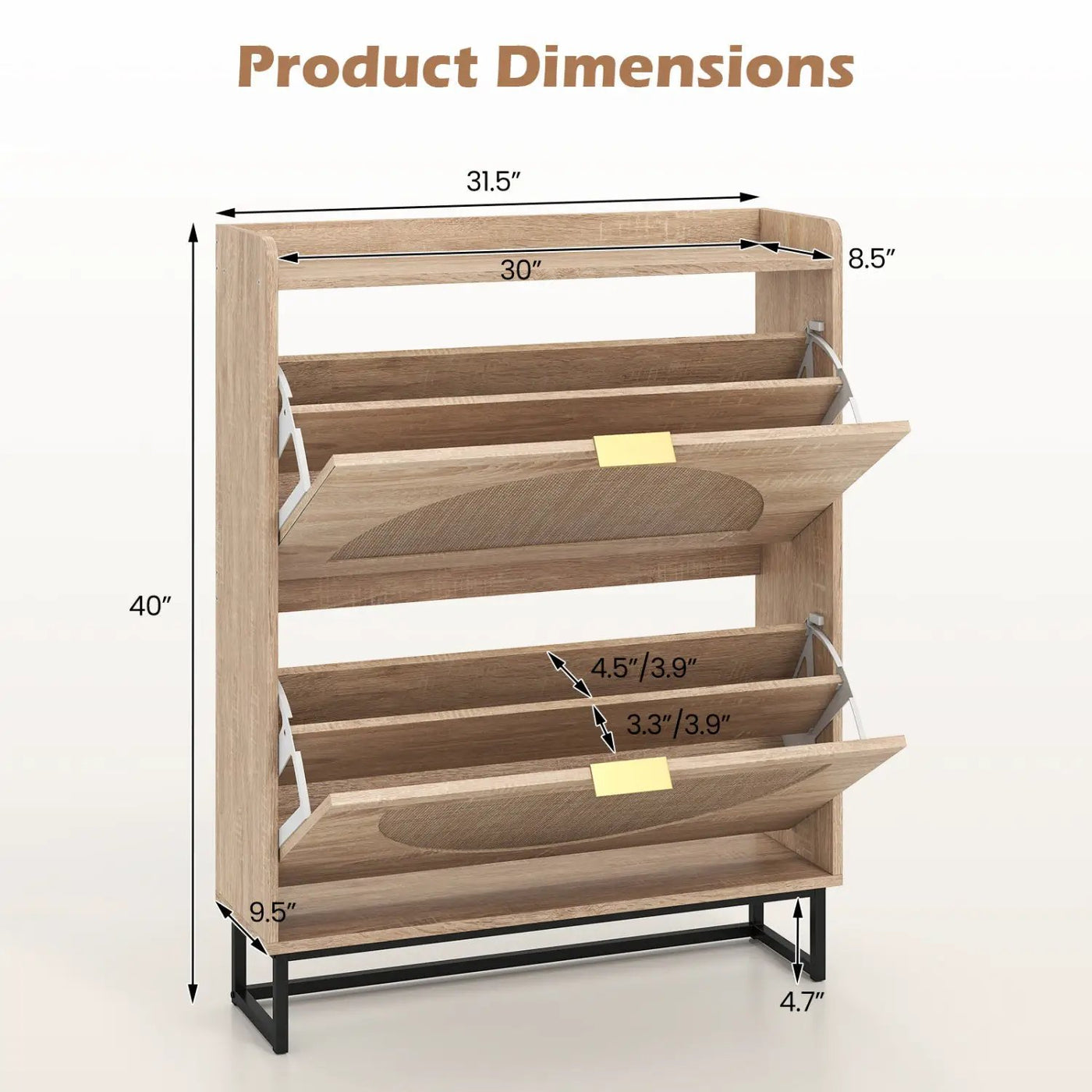 Narrow Shoe Storage Cabinet with Flip Drawers & Shelves by DirectDeals