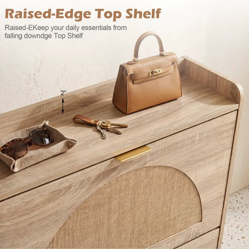 Narrow Shoe Storage Cabinet with Flip Drawers & Shelves by DirectDeals