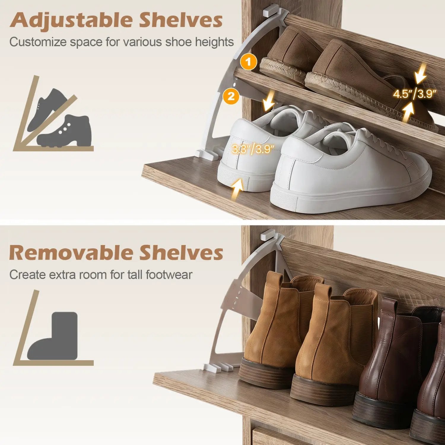 Narrow Shoe Storage Cabinet with Flip Drawers & Shelves by DirectDeals