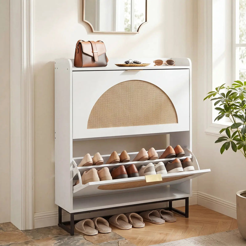 Narrow Shoe Storage Cabinet with Flip Drawers & Shelves by DirectDeals