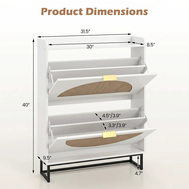 Narrow Shoe Storage Cabinet with Flip Drawers & Shelves by DirectDeals