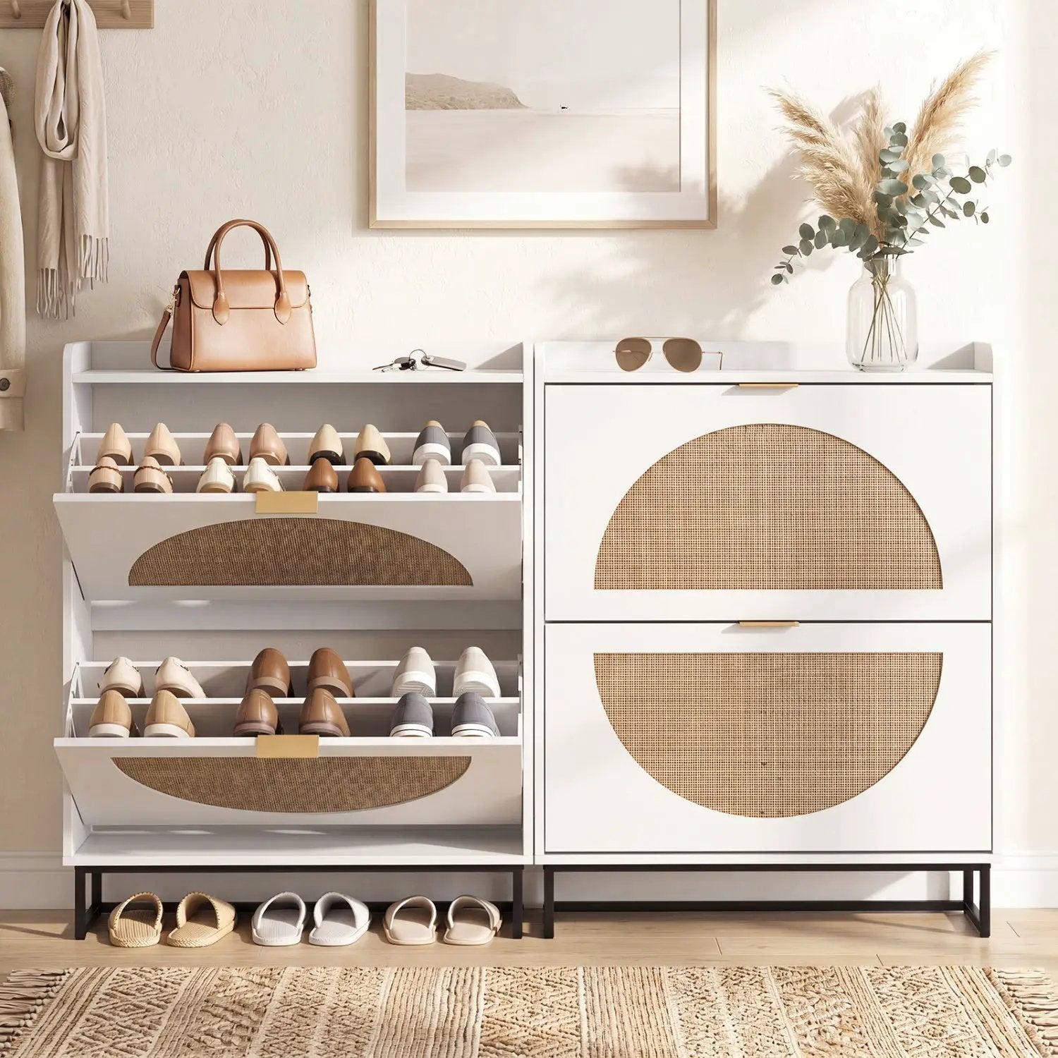 Narrow Shoe Storage Cabinet with Flip Drawers & Shelves by DirectDeals