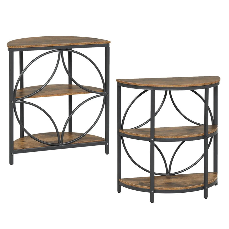 Narrow Side Table with Study Metal Frame and Storage Shelves by DirectDeals