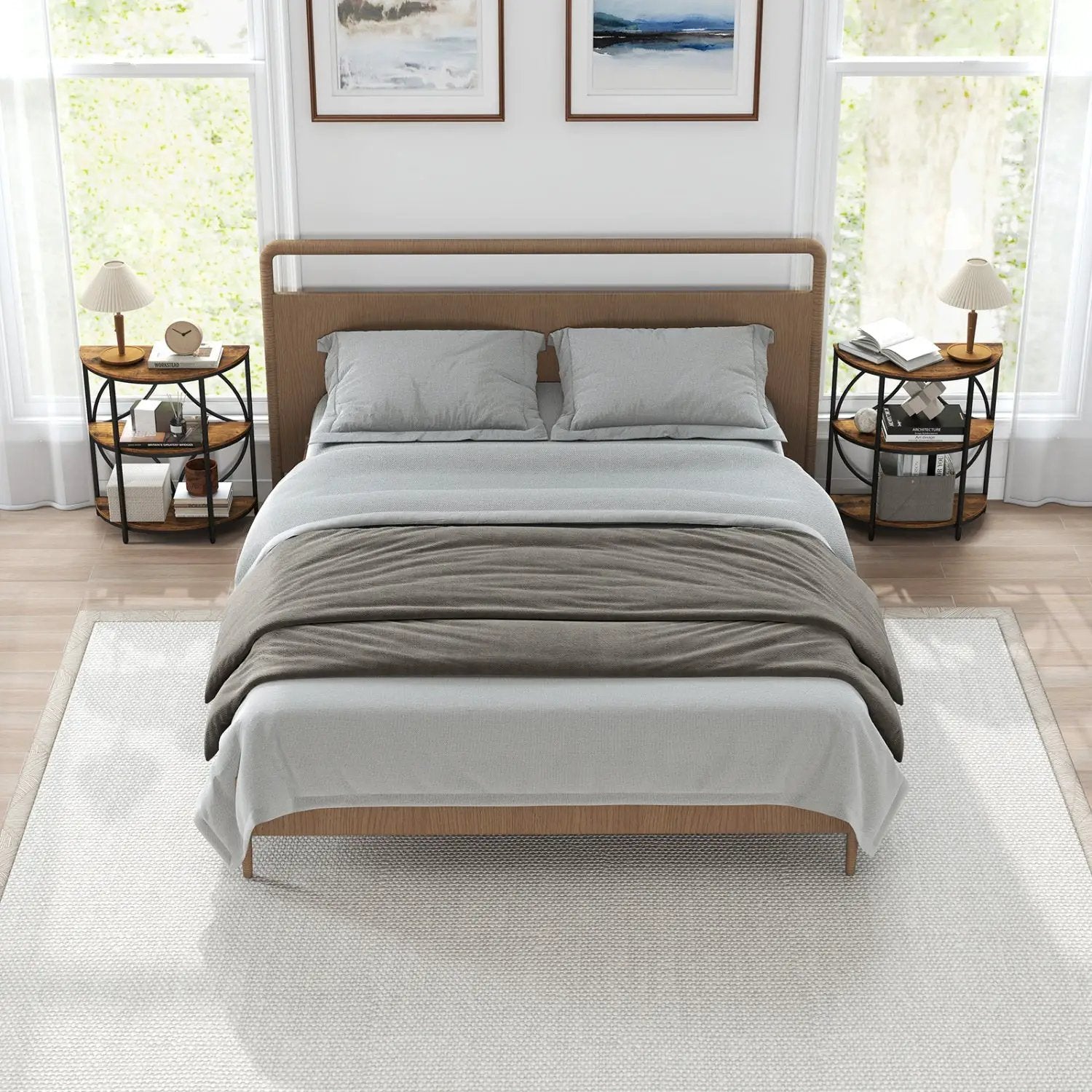 Narrow Side Table with Study Metal Frame and Storage Shelves by DirectDeals