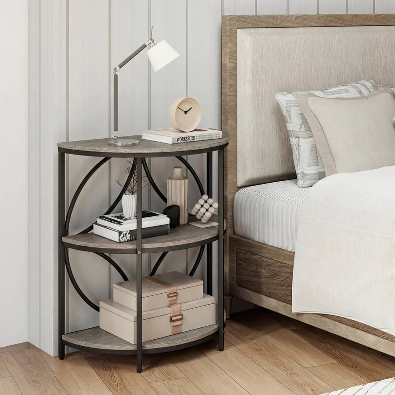 Narrow Side Table with Study Metal Frame and Storage Shelves by DirectDeals