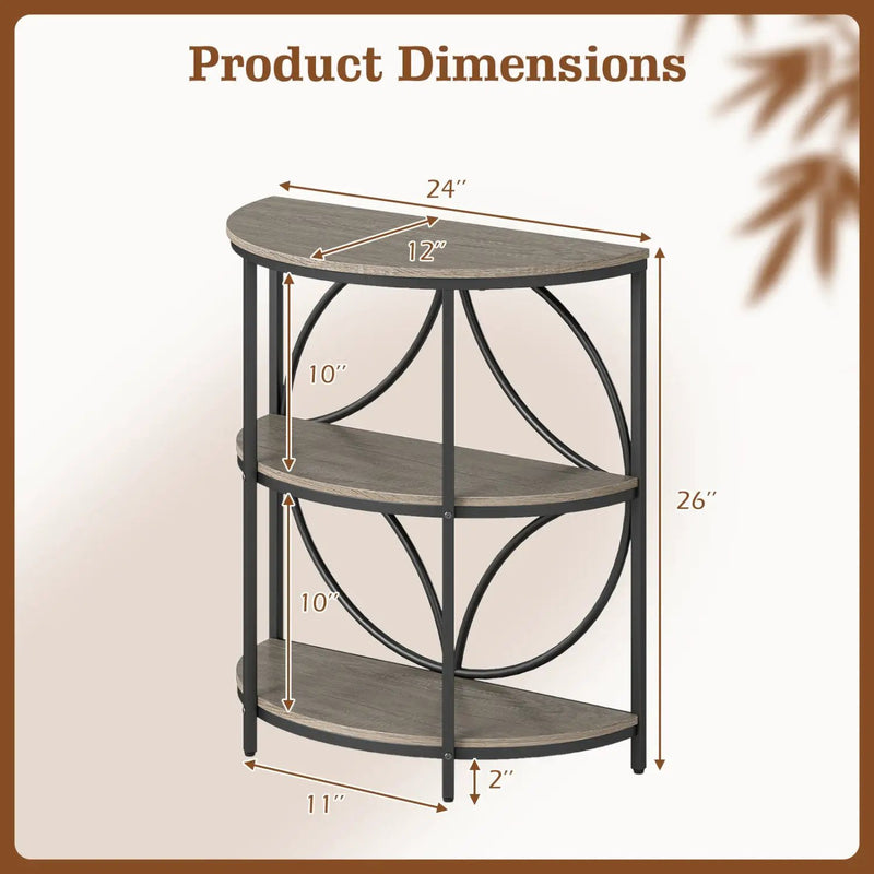 Narrow Side Table with Study Metal Frame and Storage Shelves by DirectDeals