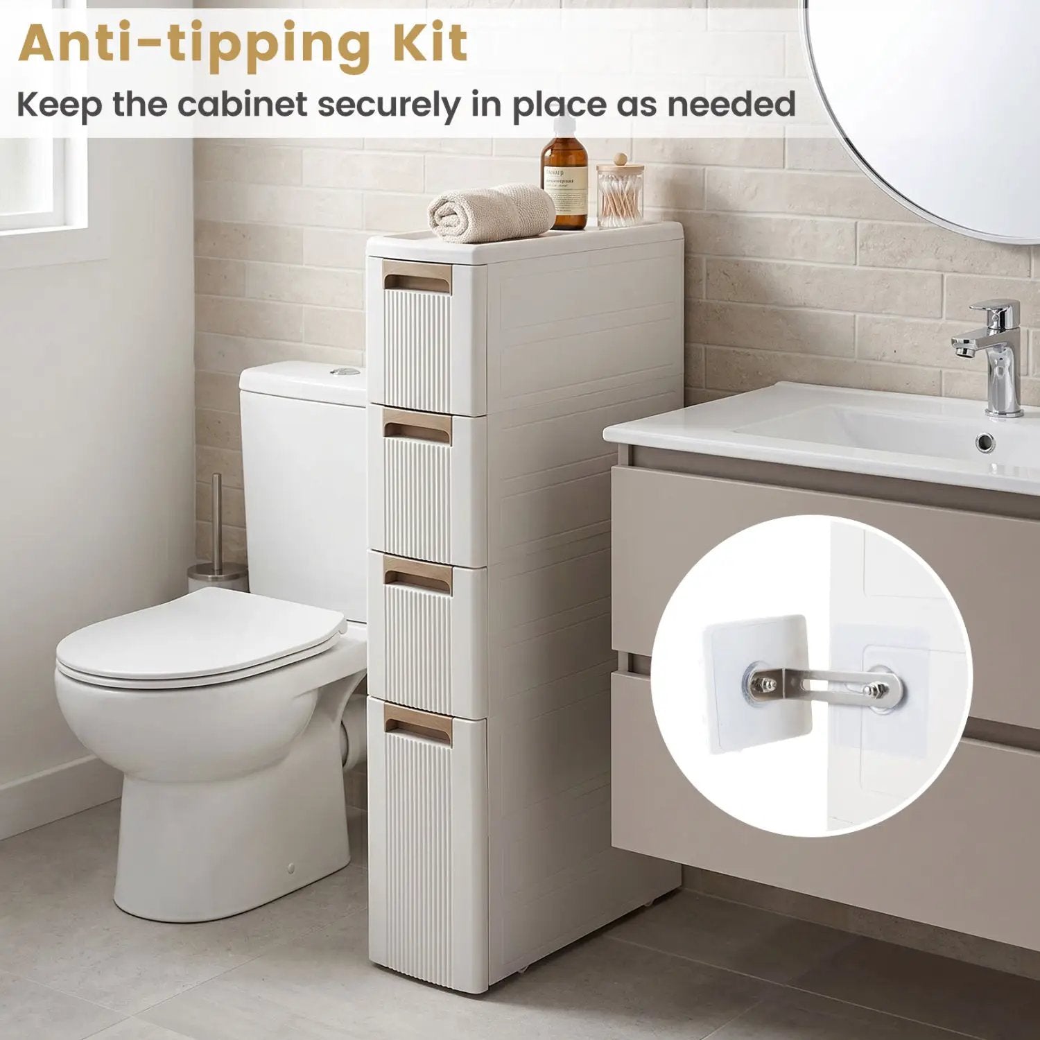 Narrow Storage Cabinet with Drawers and Removable Dividers by DirectDeals