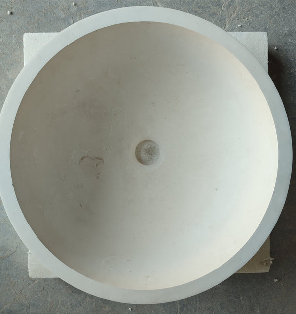 Turkish Limestone Handcrafted Round Classic Vessel Sink - 17x8 Inch