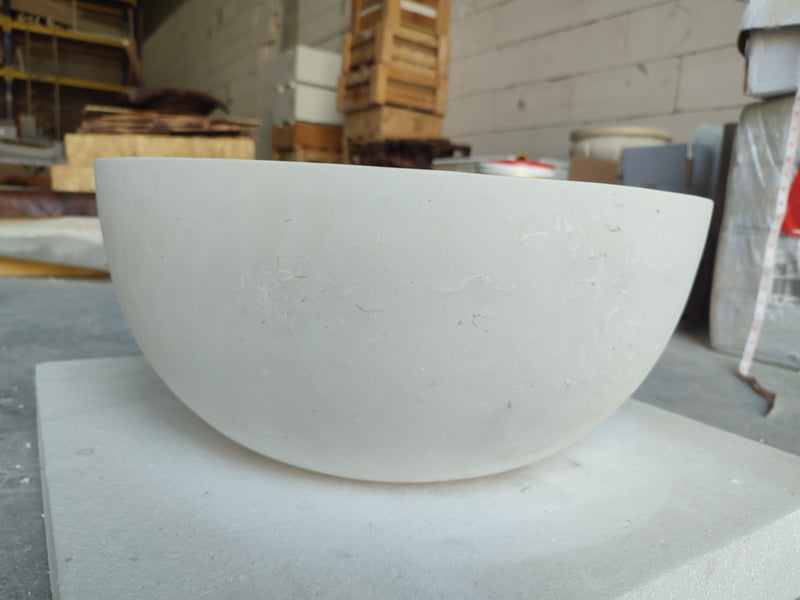 Natural Stone Round Classic Limestone Vessel Sink (D)17" (H)8" by GobekDesign